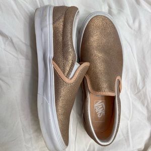 Womens vans size 7.5 rose gold glitter slip on/pull on